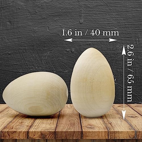 Set of 6 pcs Unpainted Easter Wooden Eggs 2.6'', Paintable Easter Eggs to Decorate, Spring Craft, Wooden Fake Eggs for Chickens, DIY Egg Easter