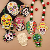 48 Sets Day of The Dead Skull Crafts Kits Unfinished Wooden Sugar Skull Ornaments Make Your Own Mexican Fiesta Festival Decor Halloween Blank DIY Generic