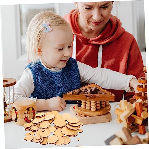 COHEALI 100Pcs Wooden Cutout Wood Circles with Holes Graffiti Chips Blank Decorate Wooden Wood Carving Hollow Out Wafer Crafts Wood Round Wood COHEALI