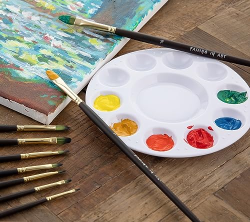 Falling in Art 9 PCS Filbert Brushes Set, Professional Nylon Paint Brushes, Long Handle Artist Brush for Watercolor, Acrylic, and Oil Painting Falling in Art