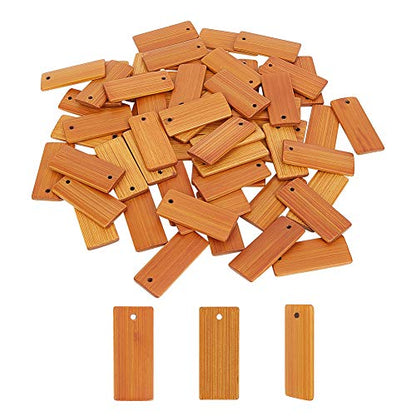 PH PandaHall Natural Wood Blanks, 60pcs 1.7X 0.7” Engraving Blanks Unfinished Tags Rectangle Rustic Slices Discs Gift Tags for Keychain Wine Bottle
