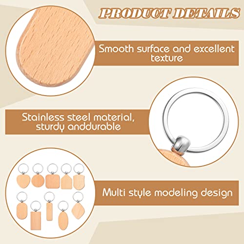 80 Pieces Wood Keychain Blanks Wooden Blank Keychains Unfinished Blanks Wood Keychains Key Tag Blank Wooden Key Chain Keyring Keychain Bulk Keychain Batiyeer