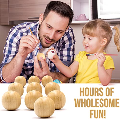 30mm Wood Beads, Bag of 10 Wood Balls for Crafts Unfinished, Wood Rounds for Crafts and DIY Projects AEVVV