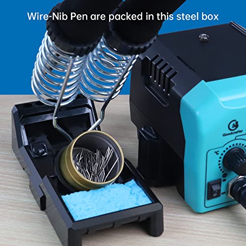 Goodcrafter Pyrography Pen Wood Burning Kit Station 200~480°C (with Temp Display)/Wire-Nib 250~750°C Temperature Adjustable with 20 Nibs, 53 Solid Goodcrafter