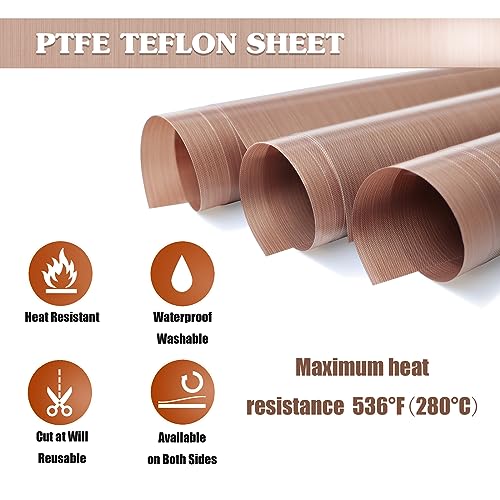 3 Pack Teflon Sheet 12 x 16" and 3 Rolls 10mm X 33m Blue Heat Tape for Sublimation,Heat Transfer Tape,Heat Resistant Tape,Thermal Tape for Heat