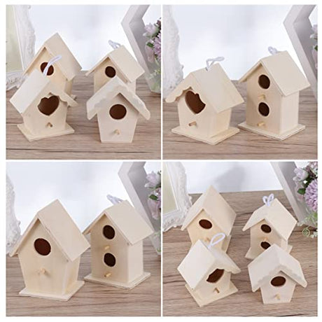COHEALI 5 Pcs Ornament Kits for Kids Bird House Birdhouses for Outdoors Hanging Birdhouse Kit Garden Desktop Mini Birdhouse DIY Unfinished Birds COHEALI