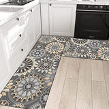Pauwer Boho Kitchen Rugs Set of 2 Anti Fatigue Mats for Kitchen Floor Cushioned Kitchen Rugs and Mats Non Skid Waterproof Kitchen Runner Comfort Pauwer