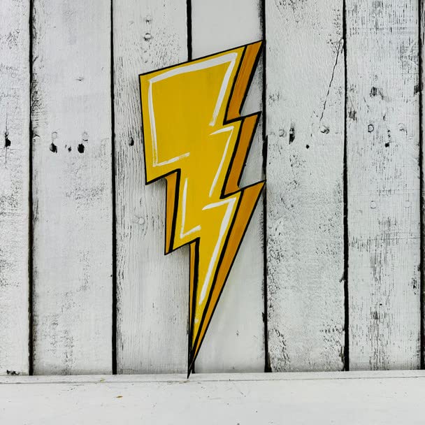 Lightning Bolt Unfinished Cutout, Wooden Shape, Paintable Wooden MDF, Build-A-Cross Build-A-Cross
