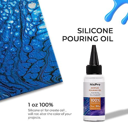 Nicpro Jet Black Color Acrylic Pour Paint, 67.6 Ounce Pre-Mixed Pouring Paint Supplies with Silicone Pour Oil & Gloves for Canvas, Rock, Wood Cell - WoodArtSupply