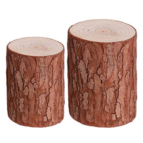 FAVOMOTO 2Pcs Natural Wood Stump Unfinished Wood Slices Circles Wooden Stump Candle Holder Tree Branch Tealight Planter Stand for Crafts Rustic FAVOMOTO