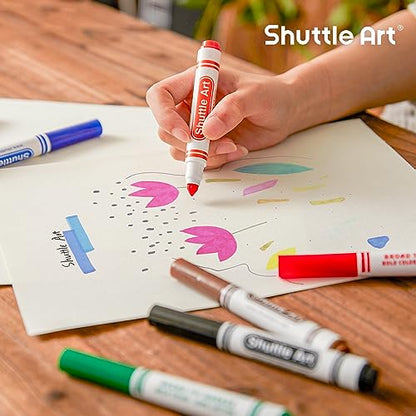 Shuttle Art 304 Pack Washable Markers, 8 Colors Broad Line Markers, Separate Pack of 38, Conical Tip Marker Bulk with a Box, Home Classroom School - WoodArtSupply