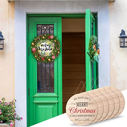 6 Pcs Unfinished Wood Rounds 12 Inch Hanging Wood Circles for Crafts Rustic Wood Sign Blank Wood Plaques for Crafts Wooden Door Hangers for DIY Yookeer