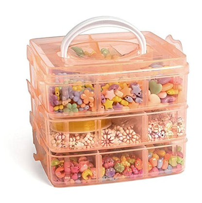 Beads for Kids Crafts, Jewelry Making Kit - 1000 Multi-Shaped Beads with Clasps and Beading String, Organized Storage Case, Ages 6 and Up