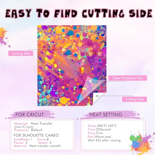 HTVSTD Splatter HTV Heat Transfer Vinyl -16 Sheets 12x10inches Paint Splatter Heat Transfer Vinyl Splash HTV Iron on Vinyl for Fabrics Patterned HTV HTVSTD