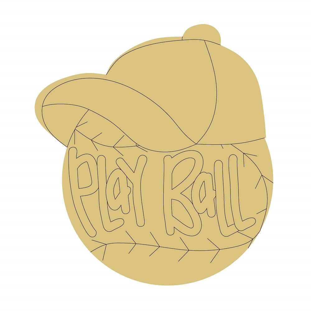 Baseball Design by Line Unfinished Wood Cutout Atheletic Sports Team Door Hanger MDF Shape Canvas Style 2 Art 1 Diverse Woodworking