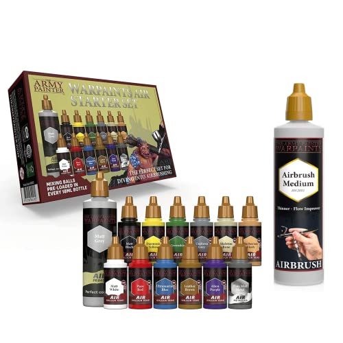 The Army Painter Starter Airbrush Paint Set and Airbrush Thinner - Acrylic Air Brush Painting Set, Airbrush Paint Thinner - Warpaints Air Brush The Army Painter