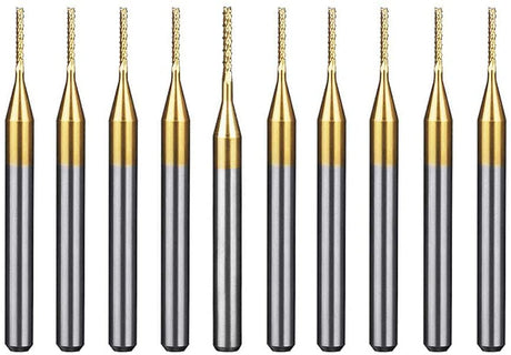 HUHAO 10Pcs CNC Machine Router Bit Mini PCB Carbide End Mill Tools 0.6mm Tip Cutting Bits CNC Milling Cutters Kit & CNC Cutter Milling HUHAO