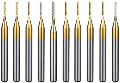 HUHAO 10Pcs CNC Machine Router Bit Mini PCB Carbide End Mill Tools 0.6mm Tip Cutting Bits CNC Milling Cutters Kit & CNC Cutter Milling