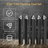 HAowosi Metal Lathe Cutting Tools,5 Sets of 5/16" Carbide Metal Cutting Tool Bits Kit,Indexable Lathe Turning Tool,Carbide Lathe Tools For Metal HAowosi