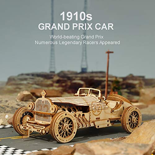 ROBOTIME Model Car Kits - Wooden 3D Puzzles - Model Cars to Build for Adults 1:16 Scale Model Grand Prix Car - WoodArtSupply