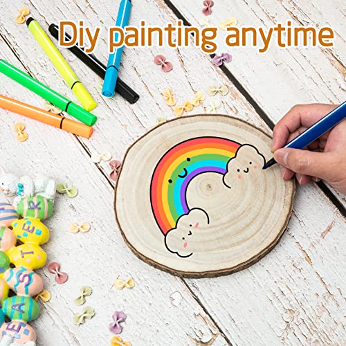 OBTANIM 5 Pcs Natural Wood Slices 6-7 Inch Large Unfinished Round Wooden Circles with Tree Bark for Table Centerpieces DIY Painting Crafts Wedding OBTANIM