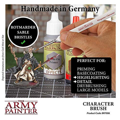 The Army Painter Wargamer: Character Brush - Fine Detail Paint Brush Set with Rotmarder Sable Hair - Small Paint Brush, Model Paint Brush, Fine Tip - WoodArtSupply