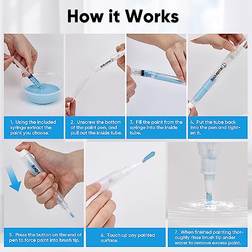 TRUGFONE Touch Up Paint Pen 4 Pack Pens Fillable Paint Touch Up Brush Pen for Walls Refillable Paint Touch Up Pen for Wall Repair Funiture Cabinet TRUGFONE