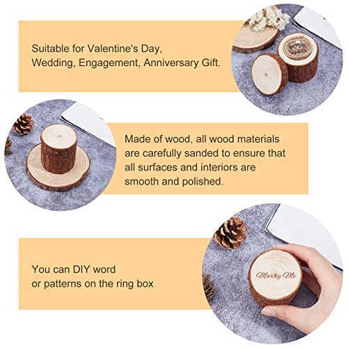 PH PandaHall Ring Box, Wooden Ring Dish Storage Box Wedding Ceremony Wood Ring Bearer Box Rustic Ring Stand Jewelry Holder Storage Case for Valentine PH PandaHall