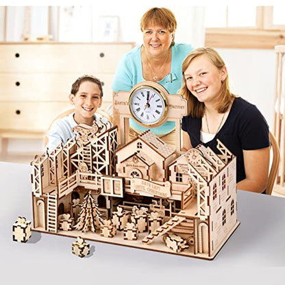 Santa's Workshop 3D Wooden Puzzle Kit - Creative Mechanical Assembly Model for Family Fun and Christmas Decor - WoodArtSupply