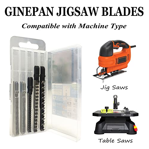 20PCS T Shank Jigsaw Blades Tool for Wood Plastic Metal Compatible with 90% Power Jig Saws Such as Bosch DEWALT RYOBI One+ Makita SKIL Black+Decker GINEPAN