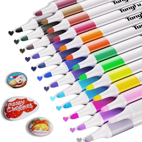 TongFu Paint Pens, 24 Colors Acrylic Paint Pens, Acrylic Paint Markers for Wood, Canvas, Stone, Rock Painting, Glass, Ceramic Surfaces, Scrapbooking,