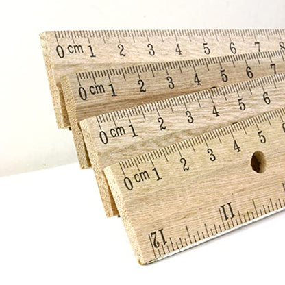 BAZIC Wooden Ruler 12" (30cm), Singel Metal Edge, Inches Centimeter Metric Measuring Drafting Rulers, for Students School Supplies (3/Pack), 1-Pack - WoodArtSupply