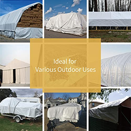 GUARD SHIELD Heavy Duty Tarp 12x20 Feet White Multi Purpose Thick Waterproof Poly Tarp Cover 10mil