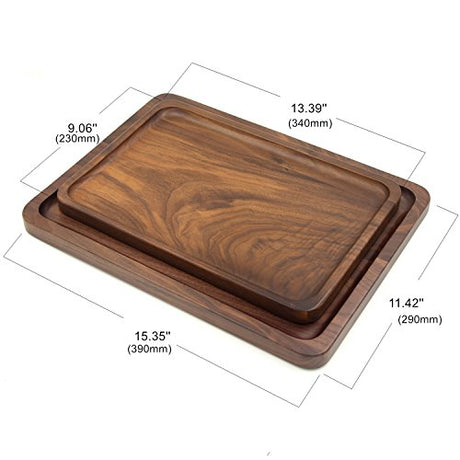 Bamber Wood Rectangular Serving Trays, Medium, Black Walnut, 13.4 x 9 Inches Bamber