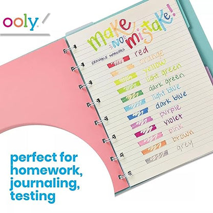 Ooly Make No Mistake Erasable Markers, Stress and Mess Free Marker Pack You Can Erase, Drawing and Coloring Pens for Kids and Adults, Colorful School