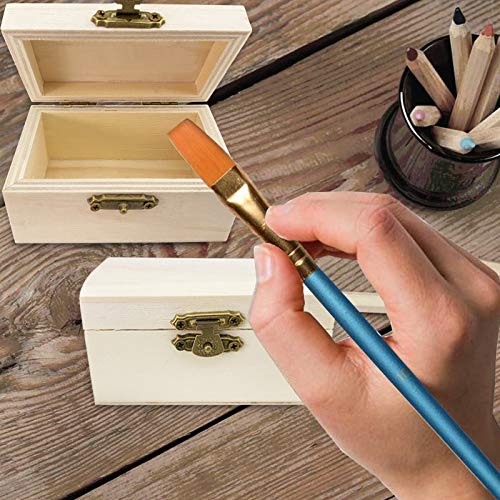 Aulufft 12 Piece Unfinished Wood Treasure Chest Decorate Wooden Mini Treasure Boxes with Locking Clasp for DIY Projects,Home Decor,Party