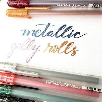 SAKURA Gelly Roll Metallic Gel Pens - Pens for Scrapbook, Journals, or Drawing - Colored Metallic Ink - Medium Line - 10 Pack - WoodArtSupply