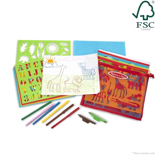 Melissa & Doug Created by Me! Stencil Art Coloring Activity Kit in Storage Pouch - 170+ Designs, 6 Markers, 2 Crayons, Paper - FSC-Certified Melissa & Doug