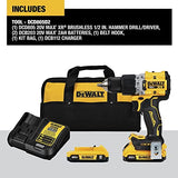 DEWALT 20V MAX* XR® Brushless Cordless 1/2 in. Hammer Drill/Driver Kit (DCD805D2), Yellow DEWALT
