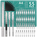 Exacto Knife Set, Craft Cutting Mat Kit, 55 PCS Precision Carving Craft Hobby Knife Kit, With A4 Self Healing Mat, 3 Pcs Craft Knife, Steel Rule, 4 JINSHANGTOPK