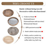 Hanobe Wood Decorative Tray：Set of 2 Round Unfinished Wooden Craft Trays DIY Ottoman Serving Tray Centerpiece Candle Holder Trays for Kitchen Hanobe