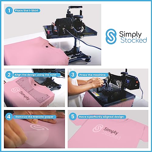 Simply Stocked Tshirt Ruler Guide for Vinyl Alignment - 8 Pcs of PVC T Shirt Rulers to Center Designs for Heat Press with 4 Accessories - 10 Inch Simply Stocked