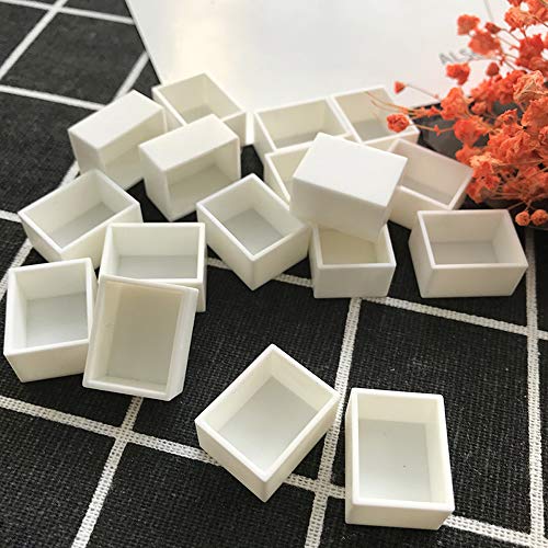 Watercolor Half Pans with Magnetic Stripe - 48Pcs White Plastic Empty Artist Paint Pan Kits for DIY Watercolor Oils or Acrylics Painting Travel Tin qianshan