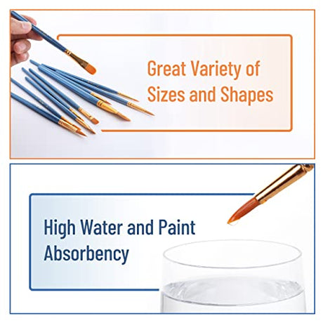Mr. Pen- Paint Brushes, 10pc, Paint Brushes for Acrylic Painting, Art Brushes, Drawing and Art Supplies, Paint Brush, Acrylic Paint Brushes, Paint Mr. Pen