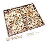 592 Pieces 1/2 Inch Mini Wooden Alphabet Letters and Unfinished Wood Numbers with Rustic Storage Tray for Scrapbooking DIY Crafts Homemade Gifts Cregugua