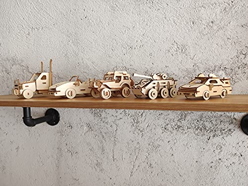 3D Wooden Puzzle - 6 Piece Set Wooden Car Brain Teaser Puzzle - DIY Assembly Car Building Model Kits - Wood STEM Toys Gifts for Kids and Adults Teens i-CHONY