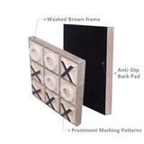 JEVERGN 12.6" Large Tic Tac Toe Game, Rustic Wooden Coffee Table Game, Wood Tic-tac-Toe Board Game with Decor, Family Games for Adult & Kids, Washed JEVERGN