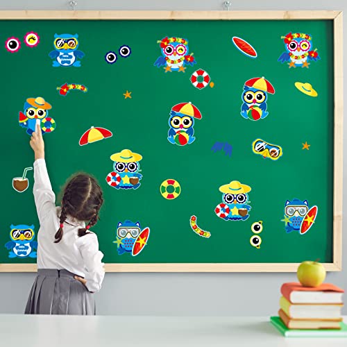 30 PCS Summer Craft Kits Kids DIY Hawaii Aloha Owl Craft Preschool Art Craft, Make Your Own Bulk Set for Home Classroom Day-Care Game Activities chiazllta