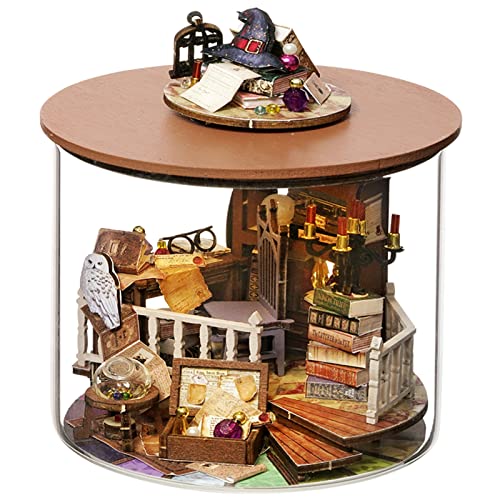 Spilay Dollhouse DIY Miniature Wooden Furniture Kit,Mini Handmade Doll House Model with Dust Cover & LED,1:24 Scale Creative Woodcrafts Toys for Spilay