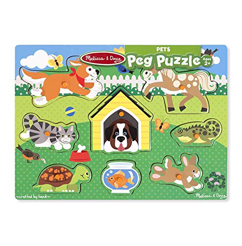 Melissa & Doug World of Animals Wooden Peg Puzzles Set - Pets, Farm, and Safari Melissa & Doug